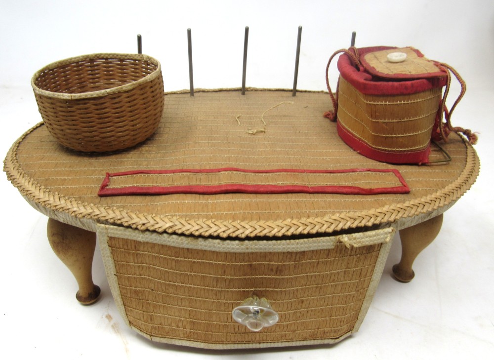 Shaker sewing stand with backets attached to the top